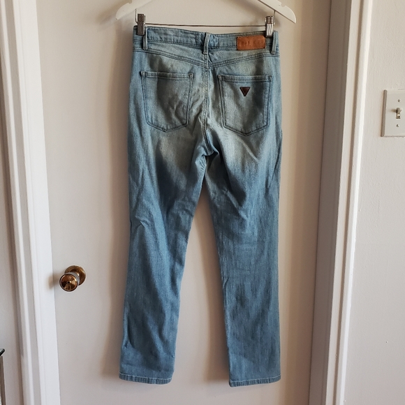 Guess The Msdel Jean Distressed Holy Boho Skinny Leg Roll Up Cuffs Woman Size 26 - Picture 3 of 16